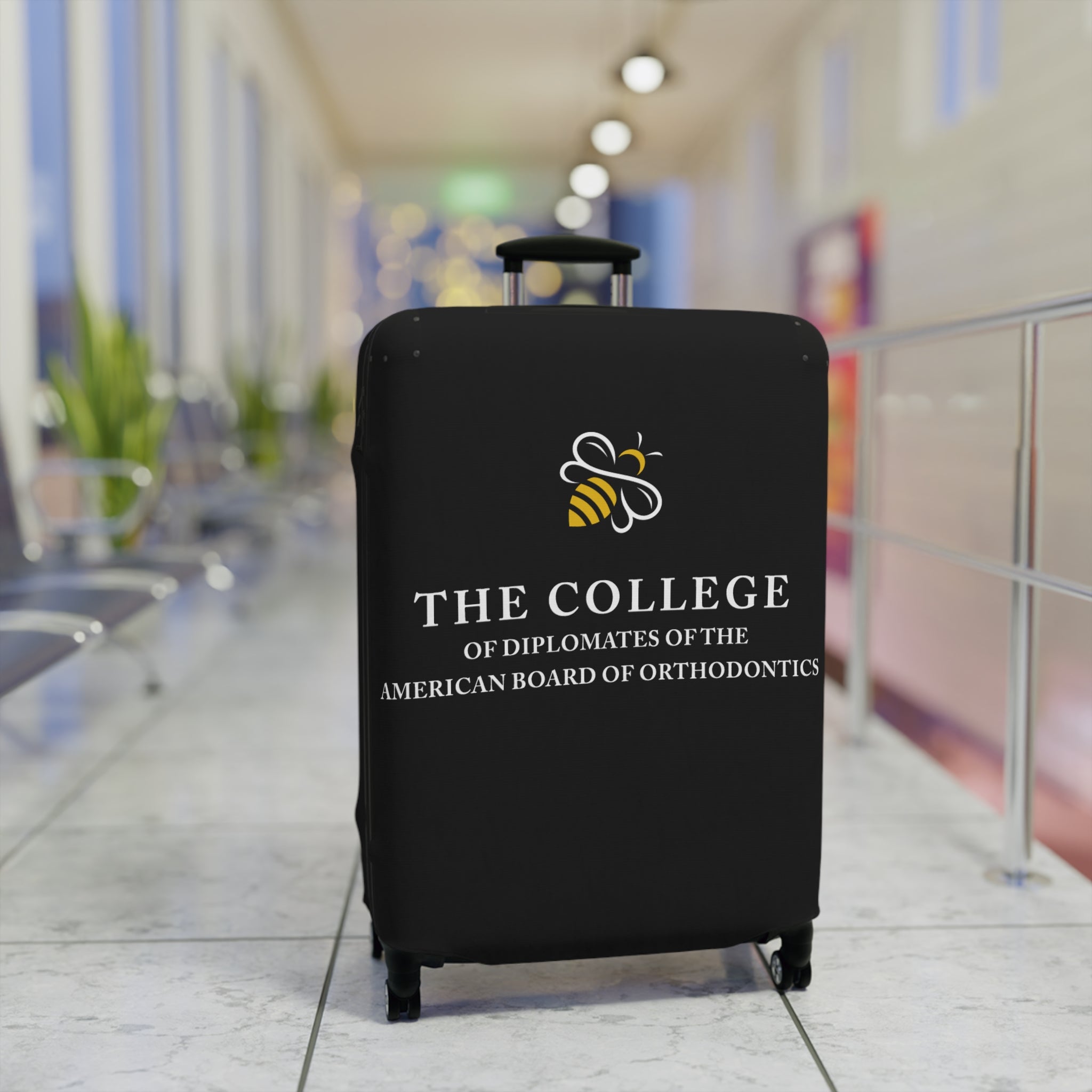 College Logo White Text Luggage Cover