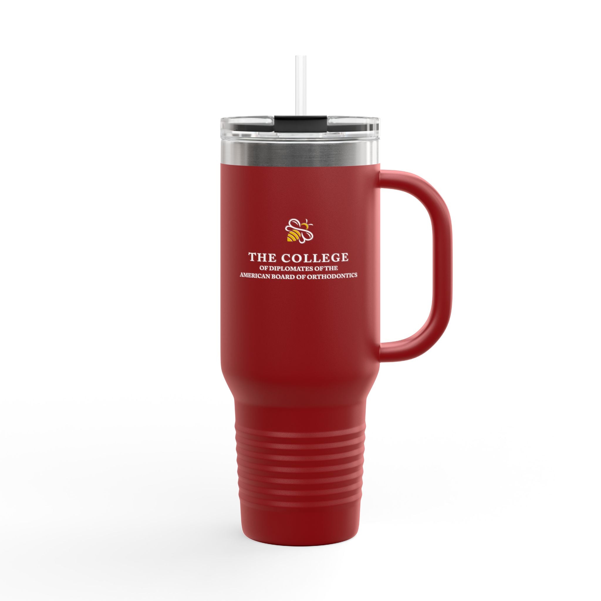 College Logo White Text - 40oz Insulated Travel Mug with Handle