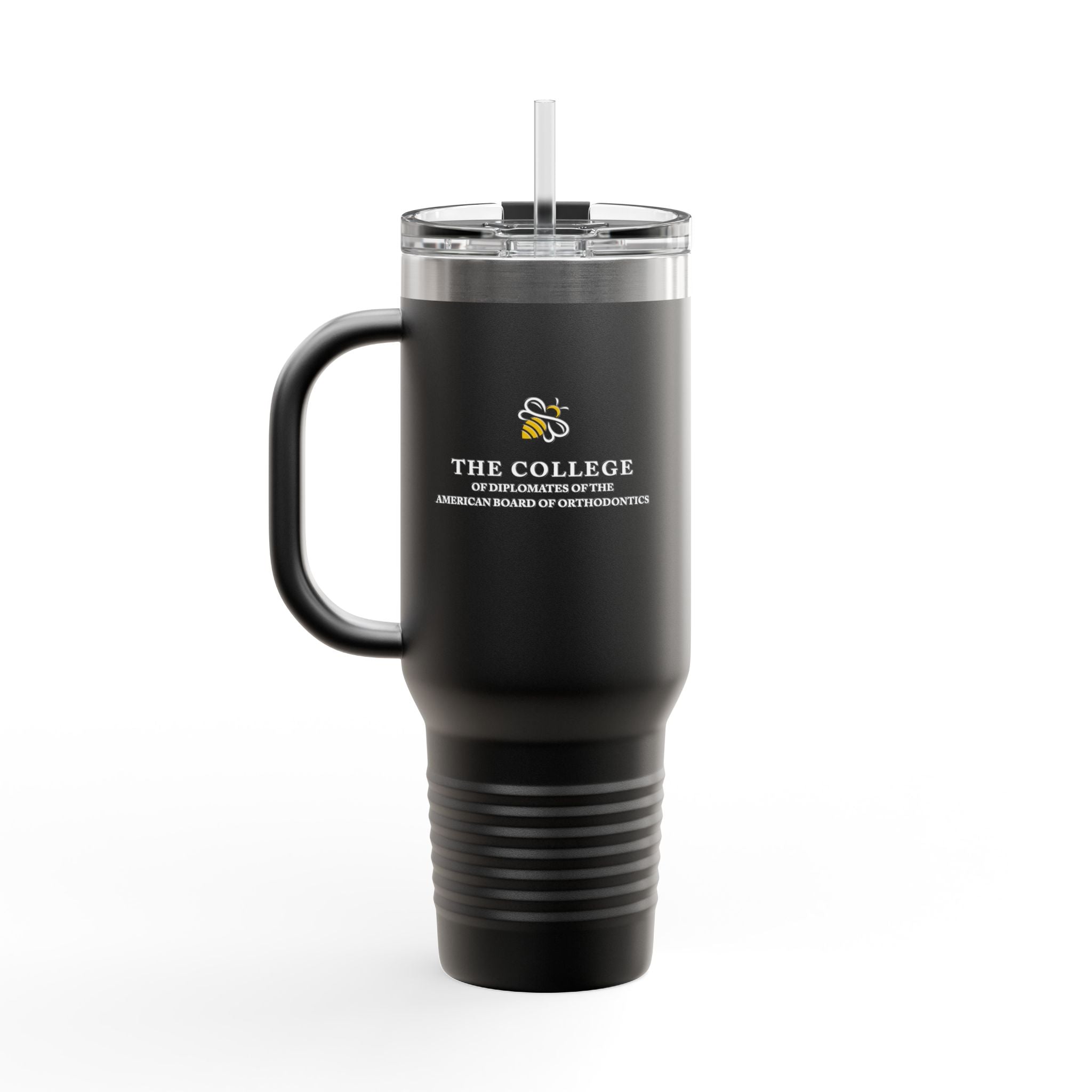 College Logo White Text - 40oz Insulated Travel Mug with Handle