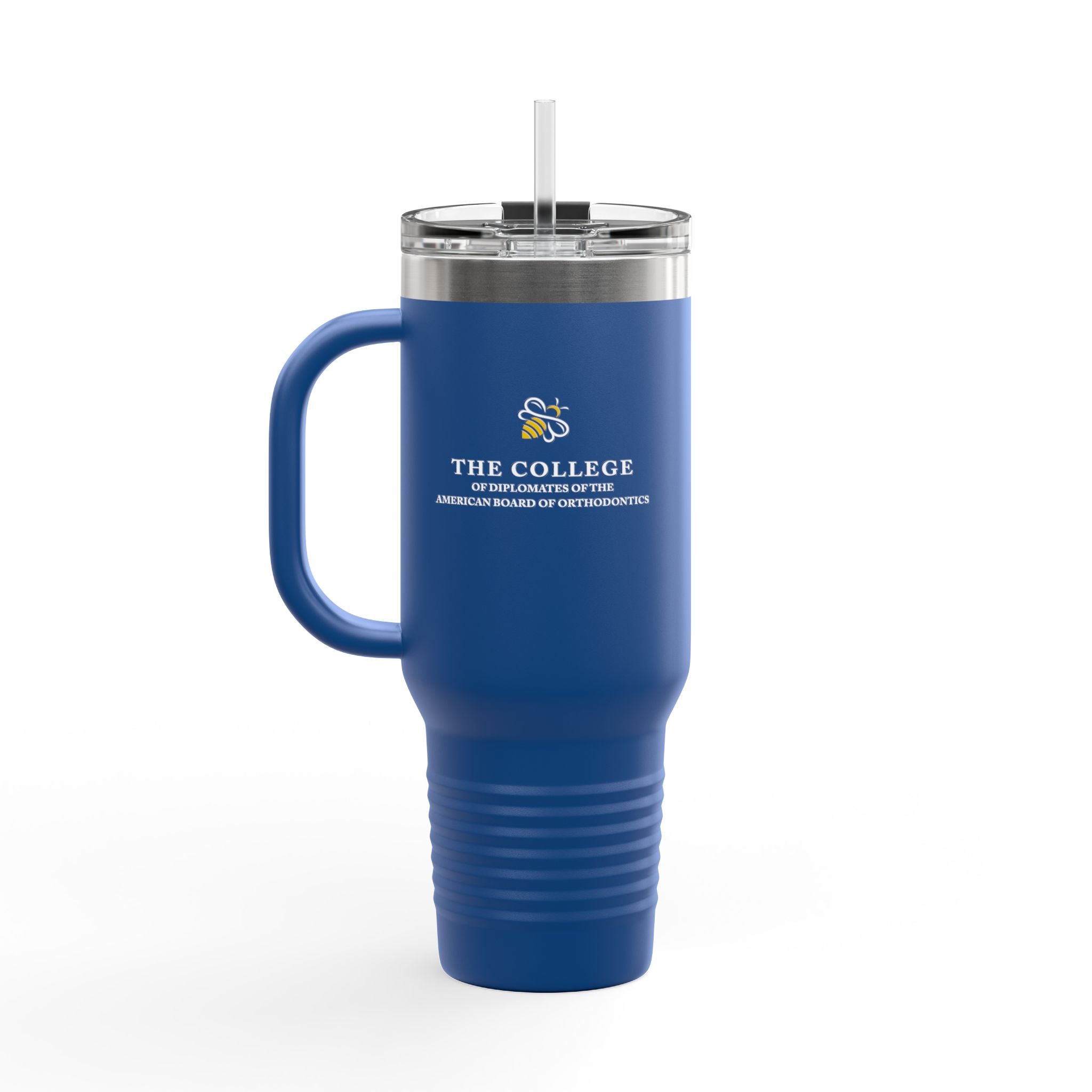 College Logo White Text - 40oz Insulated Travel Mug with Handle