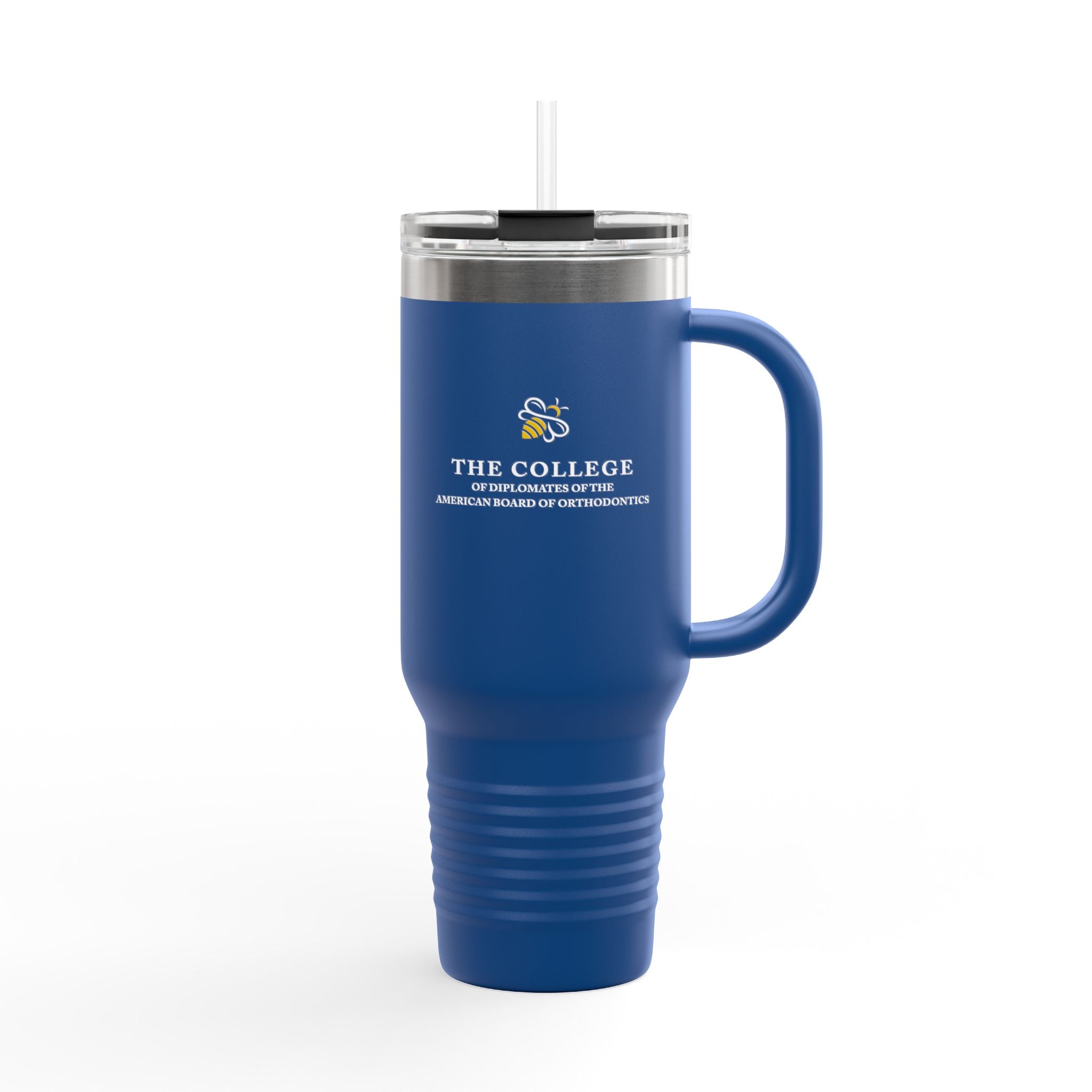 College Logo White Text - 40oz Insulated Travel Mug with Handle