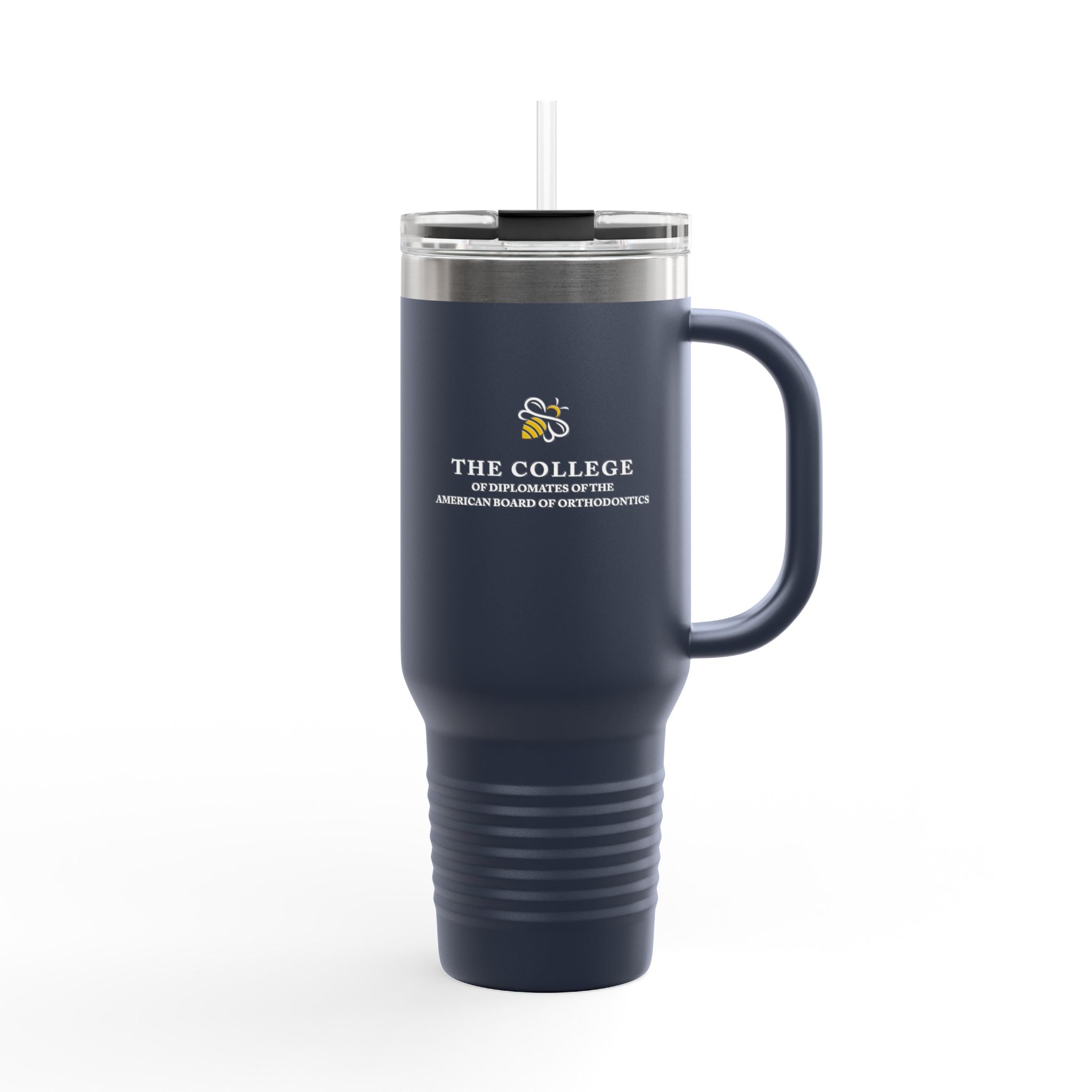 College Logo White Text - 40oz Insulated Travel Mug with Handle