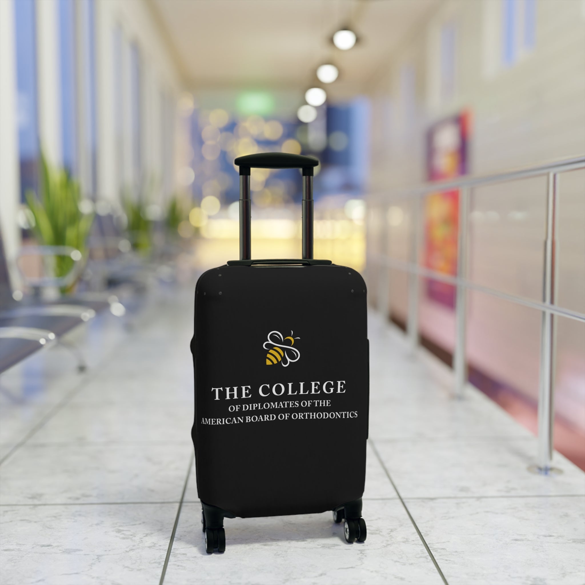 College Logo White Text Luggage Cover