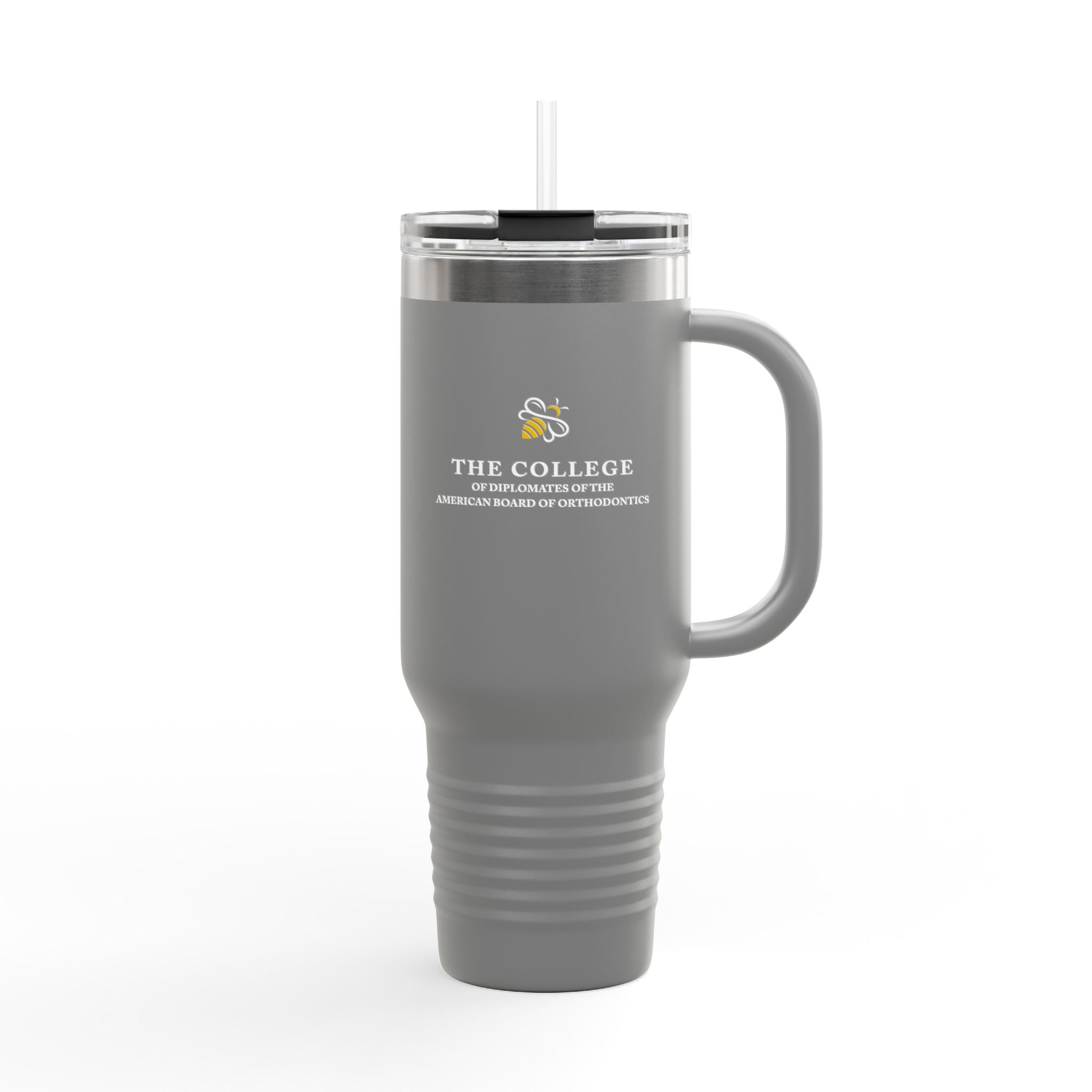 College Logo White Text - 40oz Insulated Travel Mug with Handle