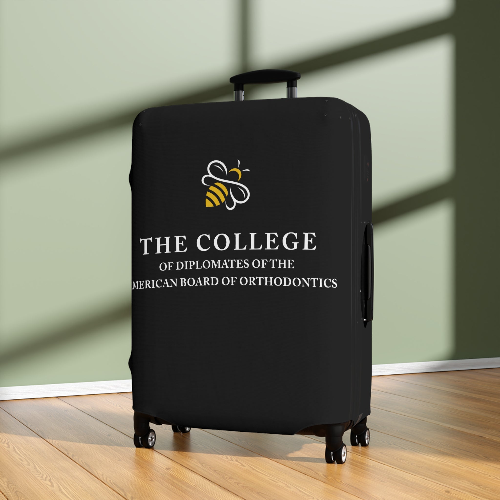 College Logo White Text Luggage Cover