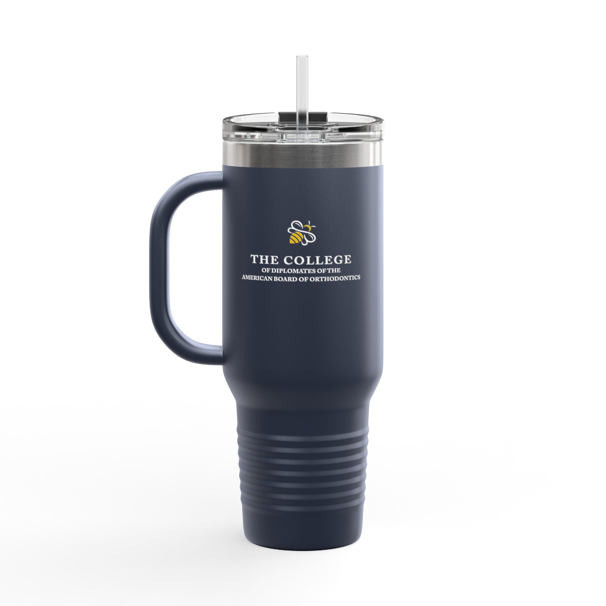 College Logo White Text - 40oz Insulated Travel Mug with Handle