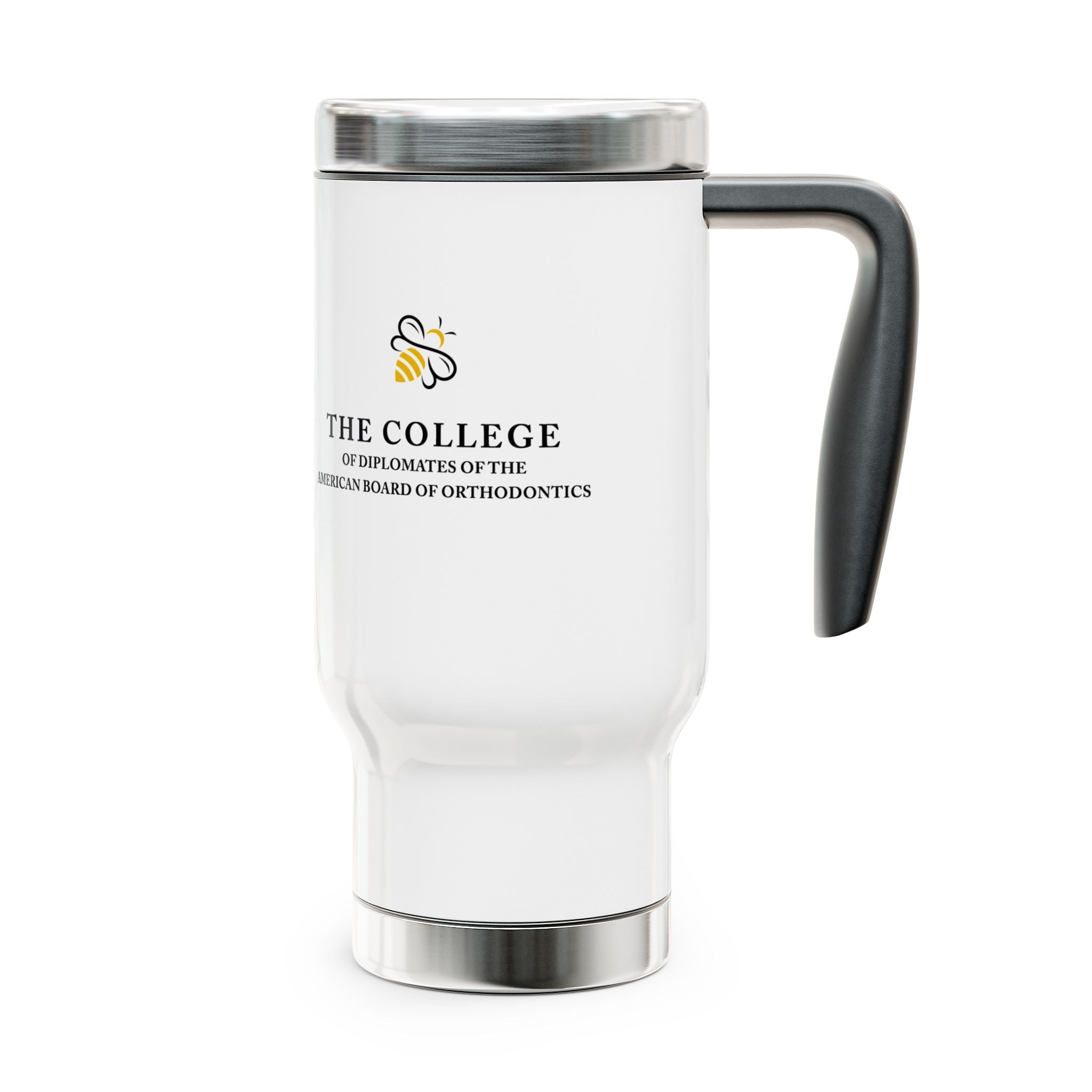 College Logo & Seal Travel Mug — 14oz Stainless Steel Insulated Handle Mug