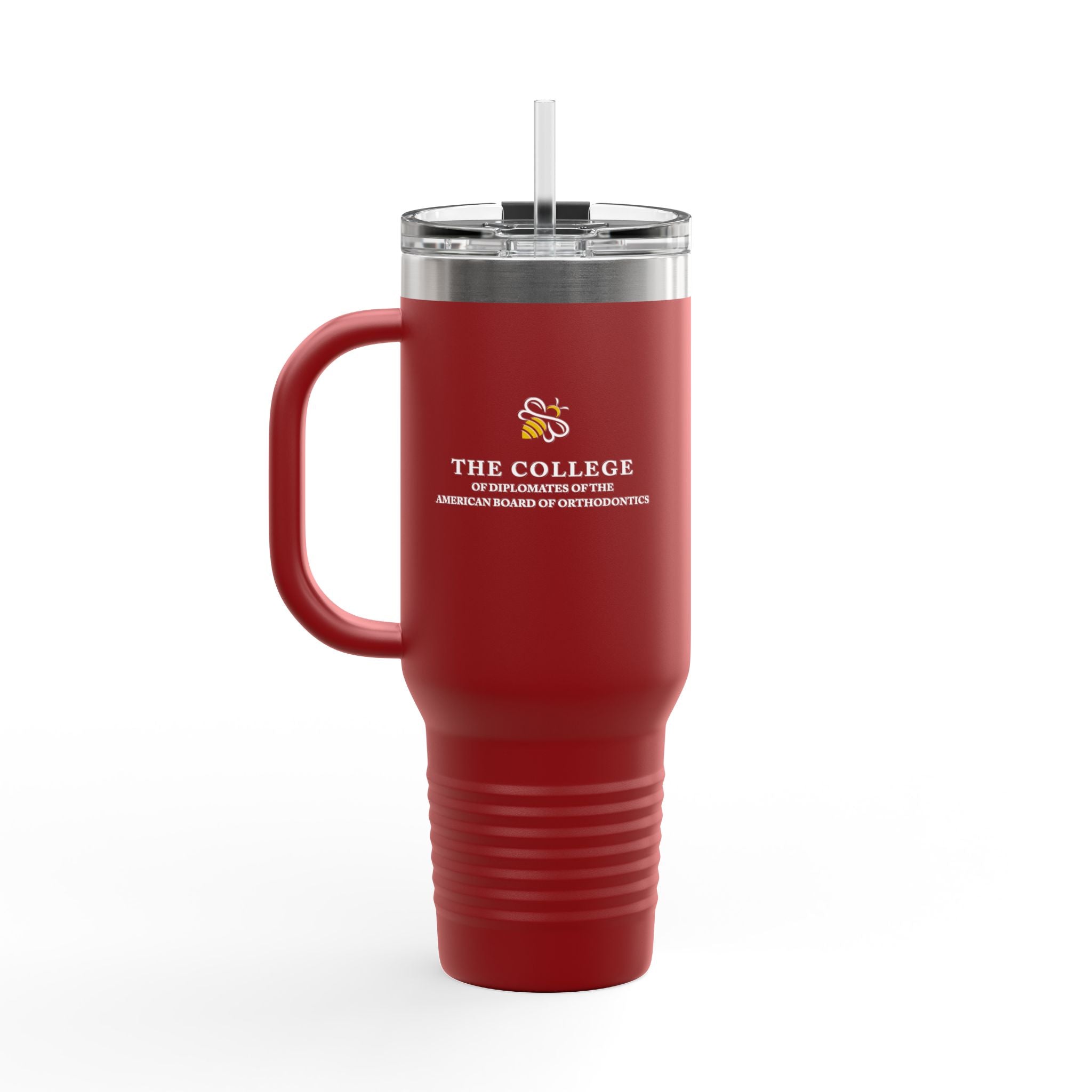 College Logo White Text - 40oz Insulated Travel Mug with Handle