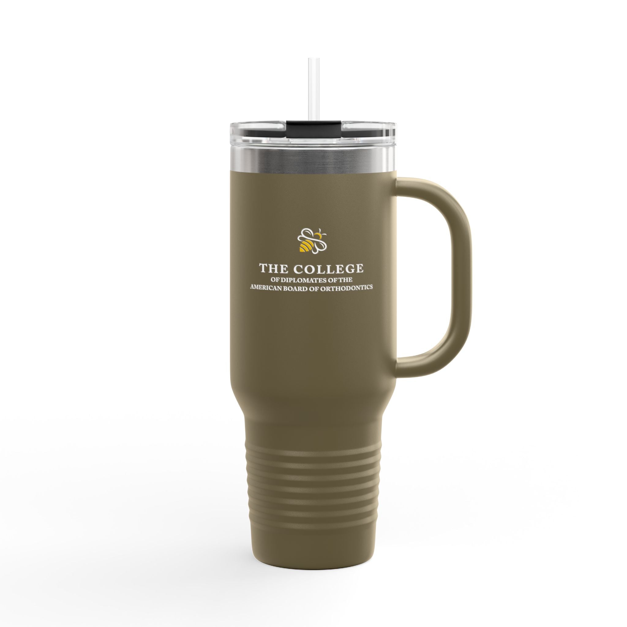 College Logo White Text - 40oz Insulated Travel Mug with Handle