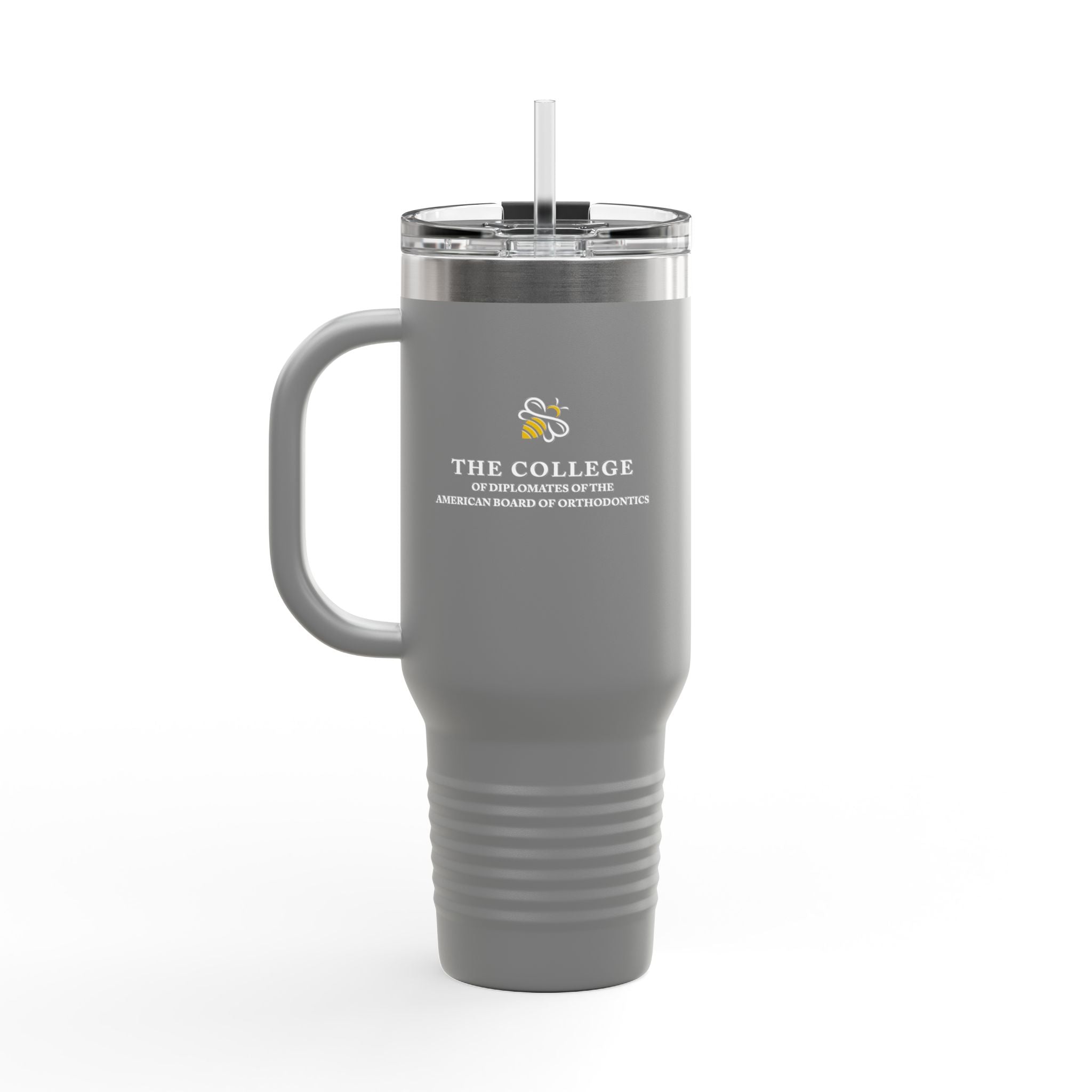 College Logo White Text - 40oz Insulated Travel Mug with Handle