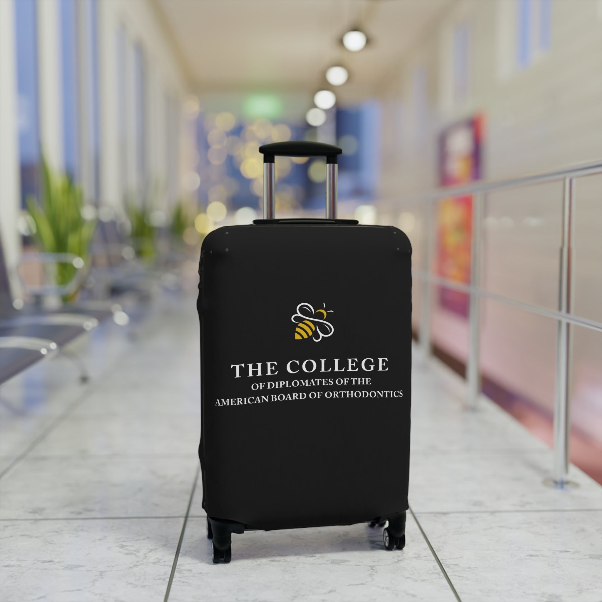 College Logo White Text Luggage Cover
