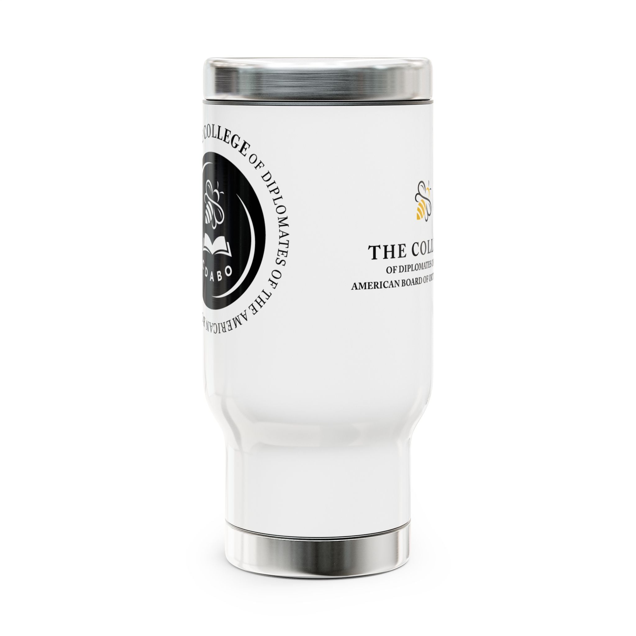 College Logo & Seal Travel Mug — 14oz Stainless Steel Insulated Handle Mug